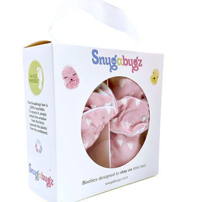 Stay-on, Non-Slip, Baby Booties - Pink Hearts - Snugabugz