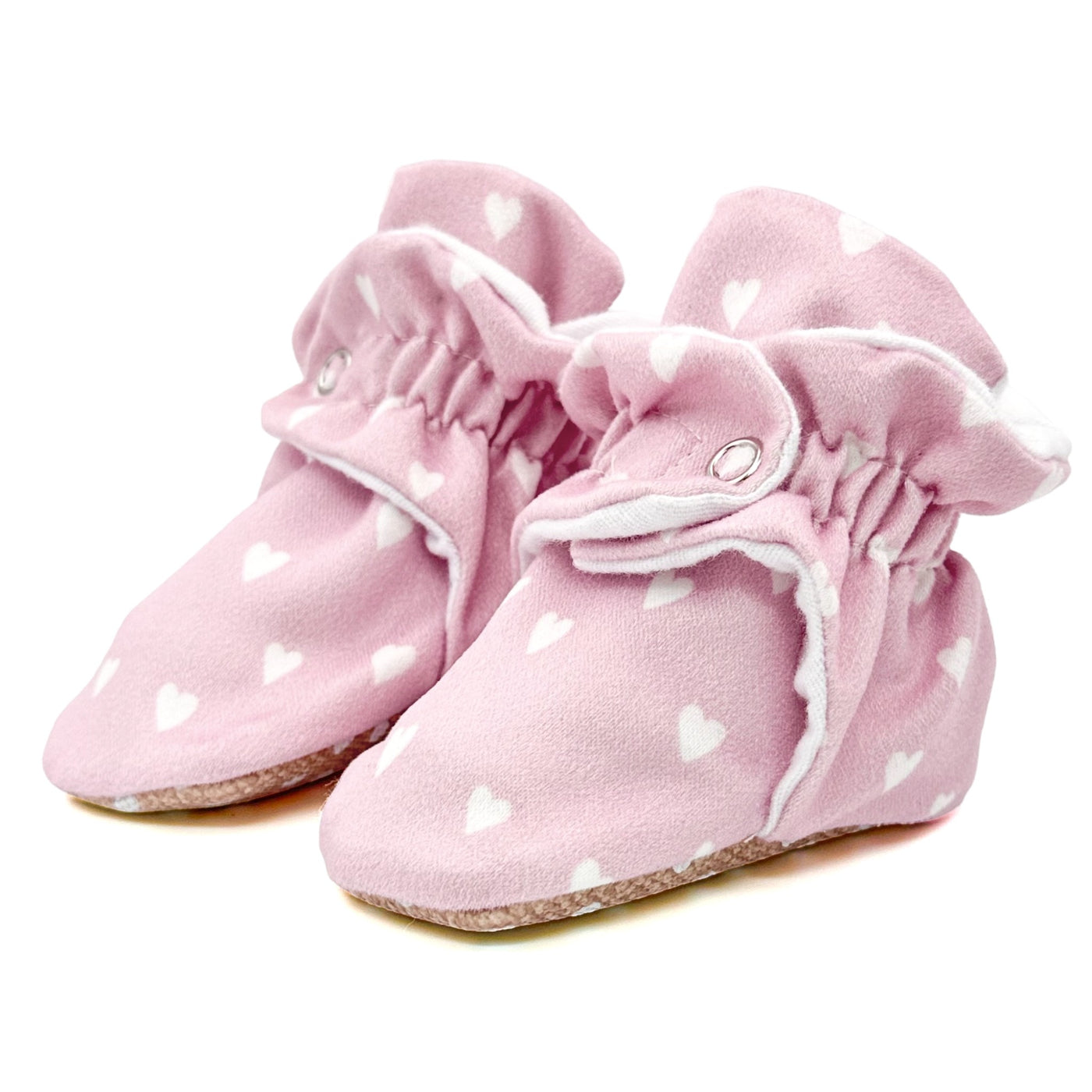 Stay-on, Non-Slip, Baby Booties - Pink Hearts - Snugabugz