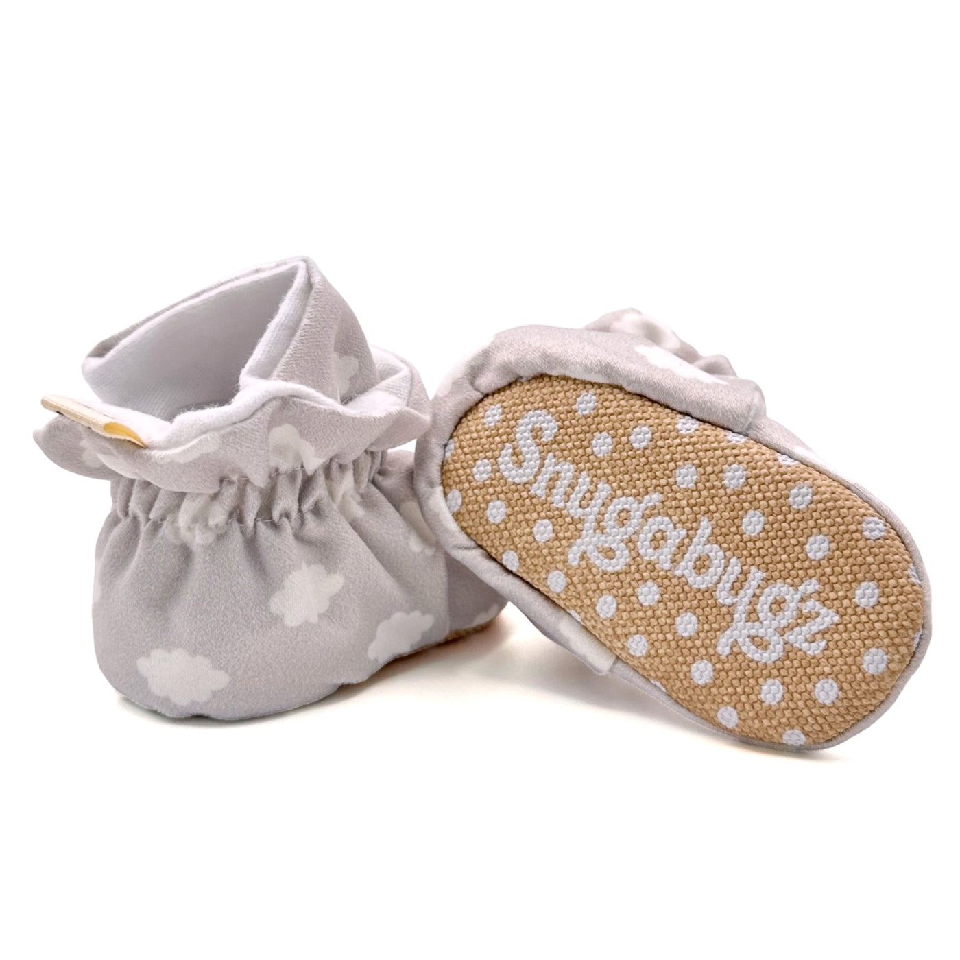 Stay-on, Non-Slip, Baby Booties - Grey Clouds - Snugabugz