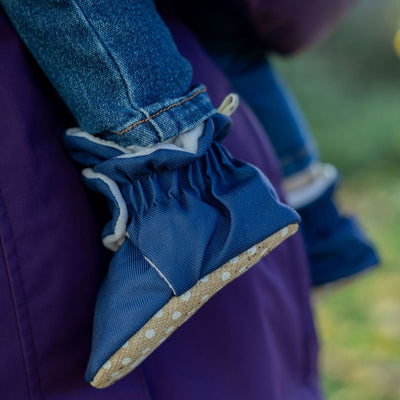 Navy - Water Resistant Stay On Baby Booties With Non-Slip Soles | Snugabugz