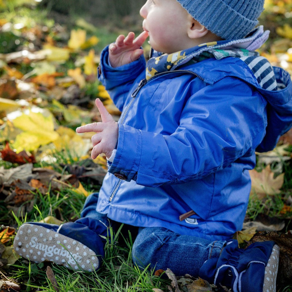Navy - Water Resistant Stay On Baby Booties With Non-Slip Soles | Snugabugz