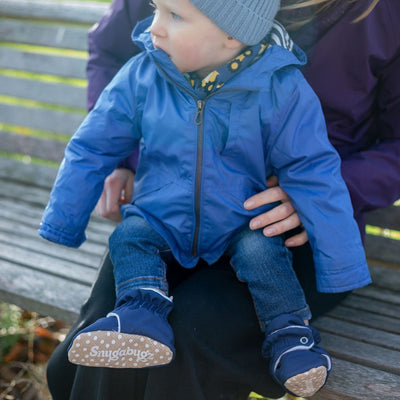 Navy - Water Resistant Stay On Baby Booties With Non-Slip Soles | Snugabugz