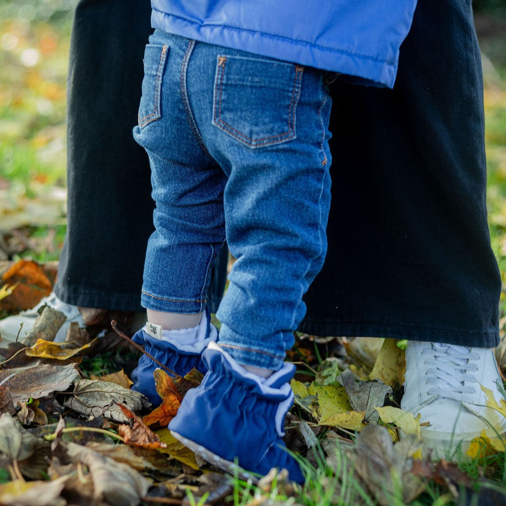 Navy - Water Resistant Stay On Baby Booties With Non-Slip Soles | Snugabugz
