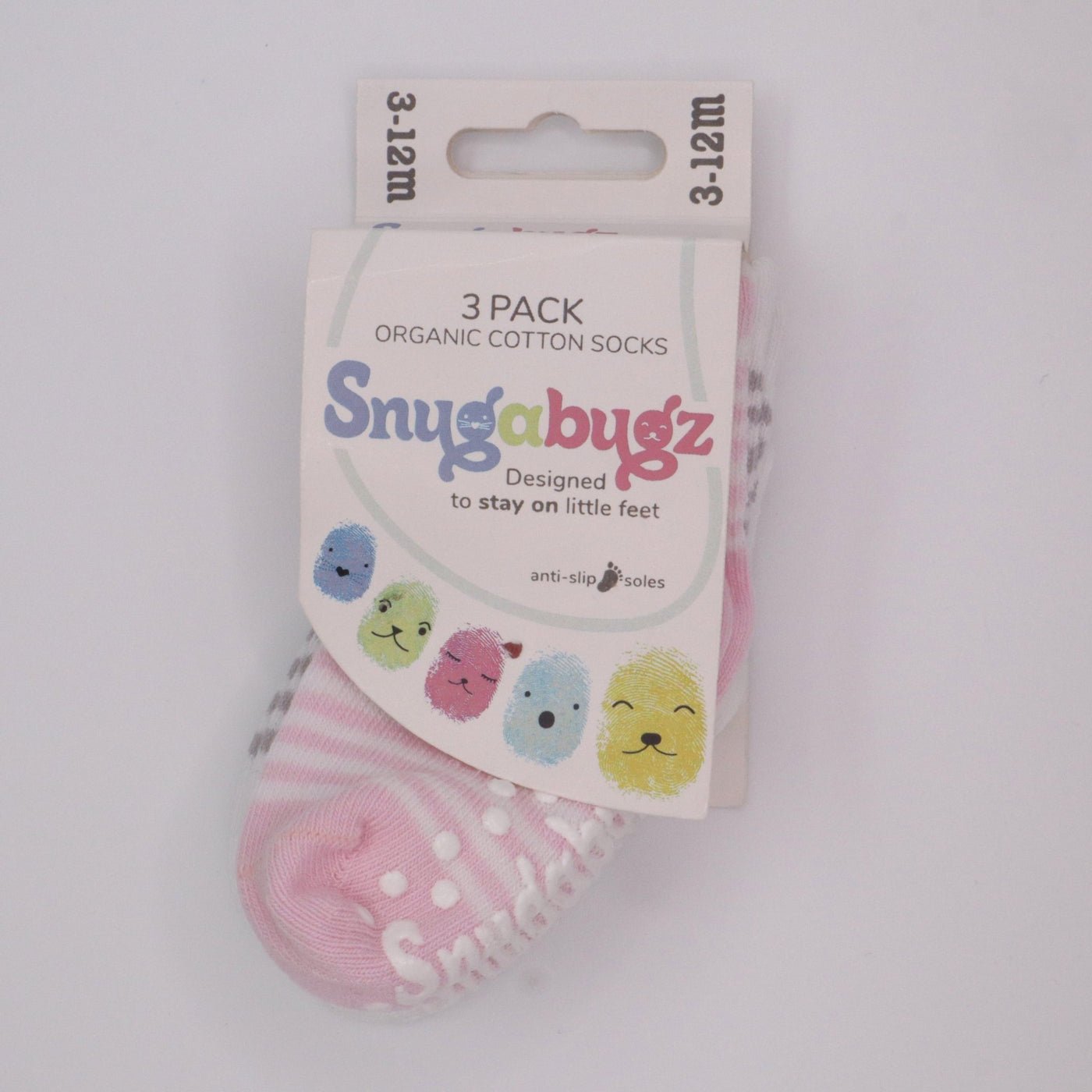 Snugabugz | Babysocken mit rutschfester Sohle, die nicht verrutschen – Pink Mix, 3er-Pack 