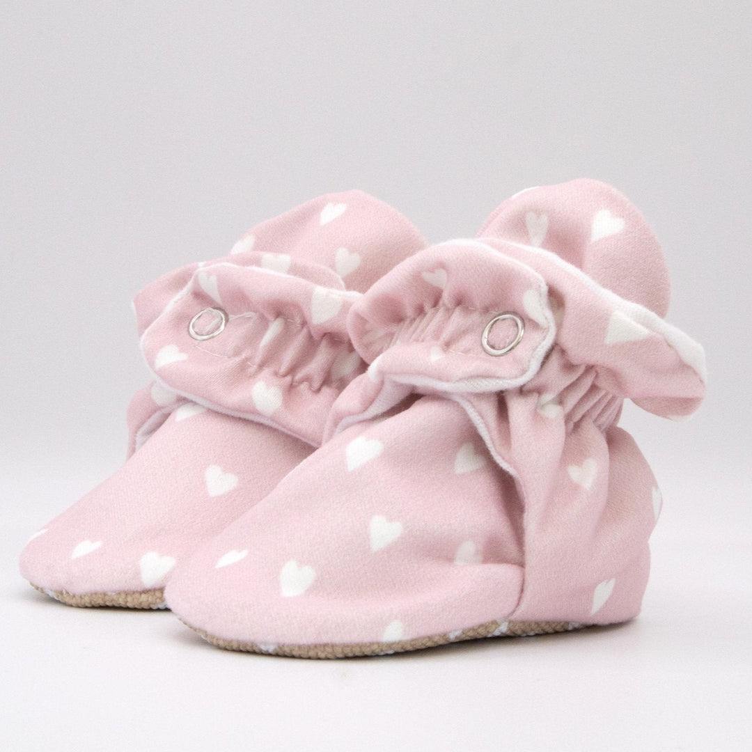 Pink Baby Booties That Stay On With Non Slip Soles Snugabugz